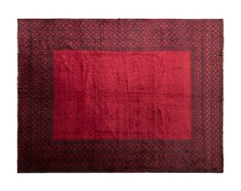 Vintage Red Wool Rug, 10.2x11.5 ft, 310x350 cm, Handwoven Area Rug