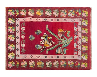 Vintage Konya Karapınar Rug, 4.7x6 ft, 142x183 cm, 80 Years Old Handwoven Wool Rug