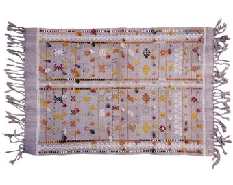 Handwoven Vintage Turkish Kilim Rug – 100 x 138 cm | 3'3" x 4'6" – Organic Wool Flatweave, Muted Stripes, Boho Minimalist Accent Rug