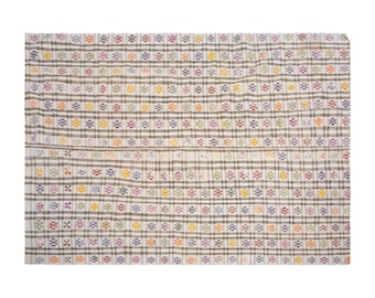 Striped Turkish Kilim Rug 196x299 cm – Vintage Wool Flatweave, Minimalist Handmade Kilim, 6'5"x9'9" Boho Area Rug, Anatolian Wool Carpet