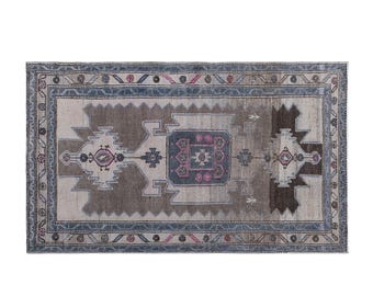 Vintage Turkish Rug 3'11" x 6'7" (120x200 cm), 60+ Years Old Oushak Rug, Handmade Wool Rug, Antique Area Rug, Boho Rug