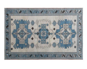 One of a Kind Turkish Rug 6'7" x 10'1" (202x308 cm), 60+ Years Old Oushak Rug, Vintage Handmade Wool Rug, Antique Rug