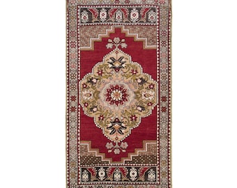 Vintage Turkish Prayer Rug, 2.8x5.1 ft, 85x156 cm, Handmade Anatolian Wool Rug