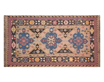 Vintage Turkish Area Rug, 3.8x6.4 ft, 115x195 cm, Handmade Anatolian Wool Rug