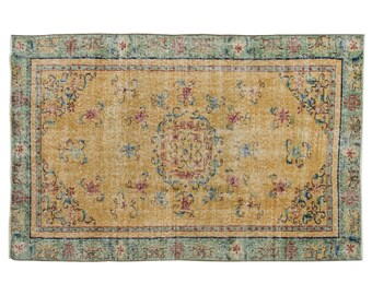 Small Rug, 3'10 x 6'1 feet / 117 x 185 cm,Vintage Rug, Turkish Rug,Oushak rug,Small oushak Rug,Area Rug,Shabby Rug, Small Area Rug