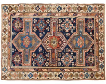 Muted Colors 60+ Years Old Rug, Vintage Turkish Oushak Rug 3'5" x 5'1" | 105 x 155 cm Handwoven Wool Area Rug, Antique Nomadic Carpet
