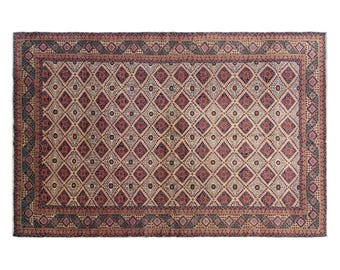 Vintage Wool Rug 7'5" x 10'9" | 227 x 328 cm, Handwoven Turkish Bohemian Runner, Natural Dyes, Traditional Caucasian Design, 1960s