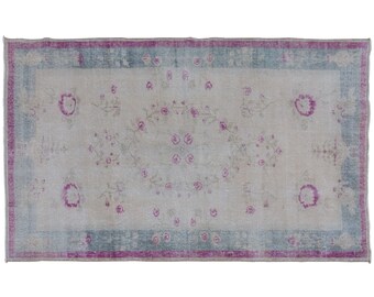Vintage Rug", Area Rug, Turkish Rug,  3.9 x 6.4 feet, Oushak Rug, Antique Rug, Oriental Rug, Handmade Rug, Decorative Rug, Muted Rug,Old Rug
