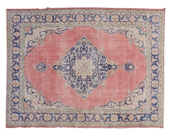 Turkish Rug", Vintage Rug, Area Rug, 7.7 x 10.6 feet, Oushak Rug, Antique Rug, Oriental Rug, Handmade Rug, Decorative Rug, Large Rug,Old Rug