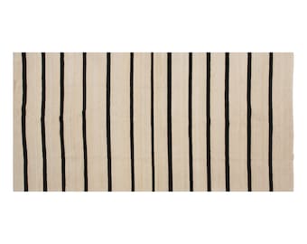 Stripe Kilim Rug, 142x330cm , Striped Design Turkish Kilim Rug, Minimalist Kilim Rug, Striped Turkish Rug, Striped Kilim Rug 4'8 x 10'10 ft