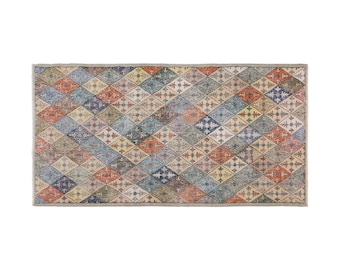 Long Vintage Turkish Rug 4'6" x 9'7" | 138x292 cm Runner • 1960s Hand-Spun Wool Carpet • Tribal Anatolian Design • Rustic Boho Decor Piece