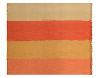 Handmade Vintage Turkish Kilim Rug 190x220 cm (6.2 x 7.2 ft) | Wool Area Rug | 60+ Years Old