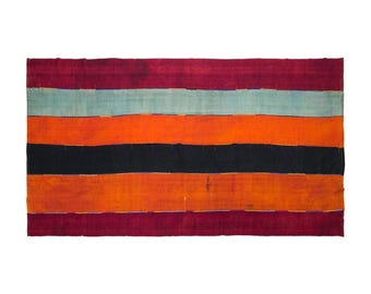 Vintage Turkish Cihanbeyli Curtain Kilim, 7.1x14.9 ft, 215x455 cm, Handmade Wool Kilim