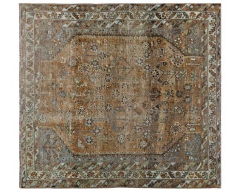 Vintage Turkish Oushak 120x130 cm (3'11" x 4'3"), Handmade Wool, 60+ Years Old Antique