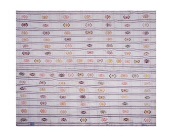 Minimalist Modern Kilim Rug 225x270 cm, Striped Turkish Kilim Rug, Pale Colors, Striped Design, Soft Muted Tones, 7'5" x 8'10" Feet