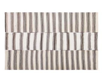 Vintage Turkish Striped Kilim Rug, 7.1x9.2 ft, 215x280 cm, Handwoven Area Rug