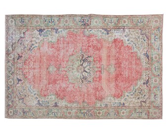 Area Rug, "Turkish Rug, Vintage Rug, 6.4 x 9.10 feet, Oushak Rug, Antique Rug, Oriental Rug, Handmade Rug, Decorative Rug, Large Rug,Old Rug