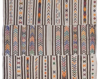 195x227cm , Striped Design Turkish Kilim Rug, Minimalist Kilim Rug, Stripe Kilim Rug, Striped Turkish Rug, Striped Kilim Rug 6'5x7'5 feet