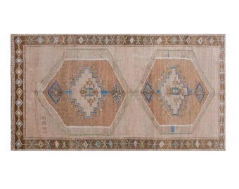 Antique Turkish Oushak Rug 205x362 cm (6'9" x 11'10"), Vintage Handmade Wool, 40 Years Old Large Area Rug