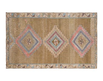Turkish Rug, Vintage Rug, Area Rug 7'5 x 11 feet, Kars Rug, Low Pile Rug, Handmade Rug, Decorative Rug, Muted Rug, 227 x 335 cm Rug