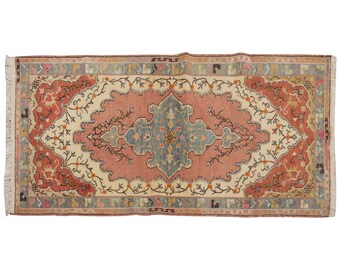 Vintage Rug, Area Rug, Turkish Rug,  3.8 x 7.6 feet, Oushak Rug, Antique Rug, Oriental Rug, Handmade Rug, Decorative Rug, Muted Rug, Old Rug