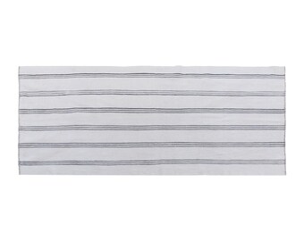 1960s Vintage Turkish Kilim Runner – 115 x 292 cm | 3'9" x 9'7" – Handwoven Wool Flatweave, Muted Stripes, Boho Minimalist Hallway Rug