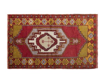Vintage Konya Rug, 3.3x5.6 ft, 102x170 cm, Handwoven Turkish Wool Rug