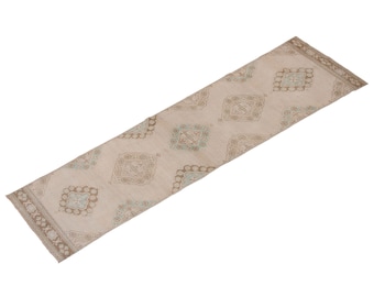 Turkish Rug", Runner Rug, Vintage Rug, 2.11x 11.8 feet, Kitchen Rug, Oushak Rug, Antique Rug, Oriental Rug, Hallway Rug, Muted Rug, Wool Rug