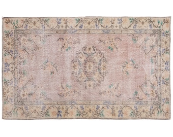 Vintage Turkish Oushak Rug 114x210 cm (3.8 x 6.6 ft), 60+ Years Old, Handwoven Wool Oriental Carpet, Antique Muted Area Rug, Decorative Rug