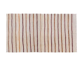 Minimalist Modern Kilim Rug, Striped Turkish Kilim Runner, Handwoven Striped Kilim Rug, 4'7" x 8'2" (140x250 cm), Vintage Anatolian Design