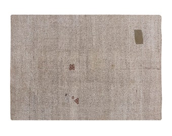 Minimalist Kilim Rug,Goat Hair Turkish Rug,Solid Kilim Rug 6'1 x 8'1 feet,Minimal Kilim Rug,186x247cm,Goat Hair Turkish Kilim Rug