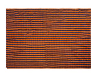 Vintage Turkish Kilim Rug 246x287 cm (8'1" x 9'5") – Handwoven Wool Area Rug, Muted Striped Design, Boho Minimalist, Anatolian Craftsmanship