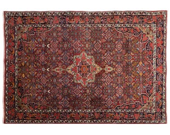 Vintage Turkish Oushak Rug 4'6" x 6'9" | 137x206 cm, Handwoven Wool Rug, 80+ Years Old, Boho Nomadic Design, Muted Colors, Decorative Rug