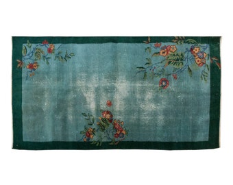 Vintage Rug", Area Rug, Turkish Rug, 3.3 x 6.7 feet, Oushak Rug, Antique Rug, Oriental Rug, Handmade Rug, Decorative Rug,Large Rug,Old Rug