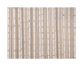 Striped Design Turkish Kilim Rug,Stripe Kilim Rug,184 x 252 cm,Minimalist Modern Kilim Rug,Turkish Rug,Striped Kilim Rug 6 x 8'3 feet