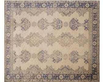 Turkish Genuine Oushak Rug 90+ Years Old, Large Vintage Area Rug, 305x355 cm (10x11.6 ft) Handwoven Wool Rug