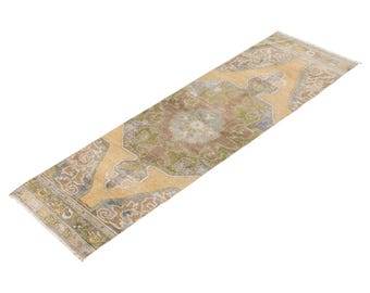 Antique Oushak Runner Rug, Vintage Runner,interior designer Runner rug,Muted Colors runner,Hallway Runner Rug,2'1 x 6'7 feet & 64 x 200 cm