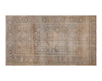 Vintage Turkish Wool Rug, Handwoven Anatolian Carpet, 165 x 345 cm 5.5 x 11.4 ft, 60 Years Old Oversized Traditional Rug, Low Pile Area Rug