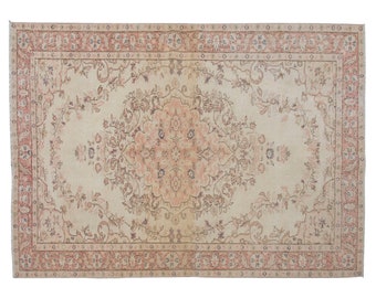Area Rug, Turkish Rug, Vintage Rug, 5.3 x 8.4 feet, Oushak Rug, Antique Rug, Oriental Rug, Handmade Rug, Decorative Rug, Muted Rug, Old Rug
