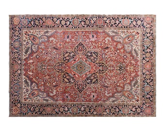 Antique Turkish Rug, 10x12 ft Rug, 295x370 cm, Handwoven Wool Rug