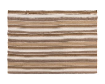Minimalist Modern Kilim Rug, Elegant Striped Turkish Kilim Rug, Handwoven Kilim, 5'1" x 7'3" (155x222 cm), Striped Design Rug