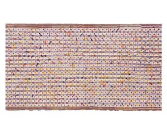 Vintage Turkish Kilim Rug 1960s – Handwoven Cotton, Minimalist Horizontal Stripes, Large Living Room or Bedroom Rug, 185x320cm / 6.1x10.5 ft