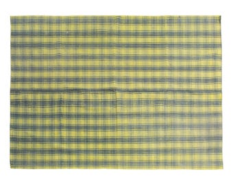 Vintage Turkish Kilim Rug – 198 x 273 cm | 6'6" x 8'11" – Handwoven 1960s Wool Flatweave, Muted Striped Boho Rug, Minimalist Decor Accent