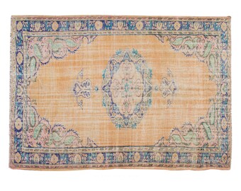 Vintage Rug", Area Rug, Turkish Rug, 6'2 x 9.2 feet, Oushak Rug, Antique Rug, Oriental Rug, Handmade Rug, Decorative Rug, Large Rug, Old Rug