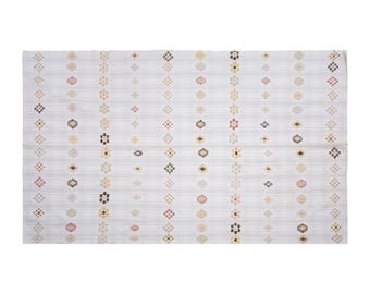 Minimalist Modern Kilim Rug 193x277 cm, Striped Turkish Kilim Rug, Handwoven Wool, Striped Design, Soft Muted Colors, 6'4" x 9'1" Feet