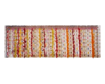 Half Vintage Kilim Rug Runner 83x317 cm, Minimalist Modern Striped Turkish Kilim, Handwoven Wool, Soft Muted Colors, 2'8" x 10'5" Feet