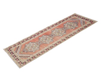 3'3 X 9'5 feet Vintage Rug Runner,Floor Oushak Rug,Hallway Turkish Rug Runner,Oushak Rugs,long runner, narrow long runner,Oushak Long Runner