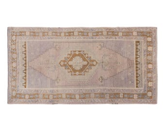 Vintage Handwoven Wool Rug, Distressed Neutral Medallion Area Rug