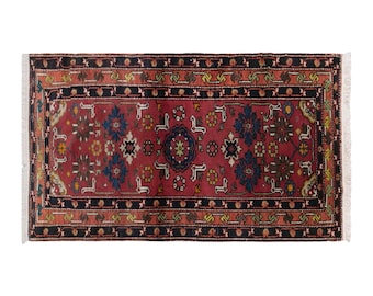 Vintage Caucasian Derbent Rug, 3.2x5.9 ft, 97x180 cm, Handwoven Wool Rug