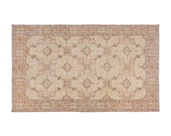Vintage Isparta Wool Rug 6'7"x9'9" | Handwoven Turkish Rug | Bohemian & Caucasian Design | Natural Wool on Wool | 60+ Year Old Carpet